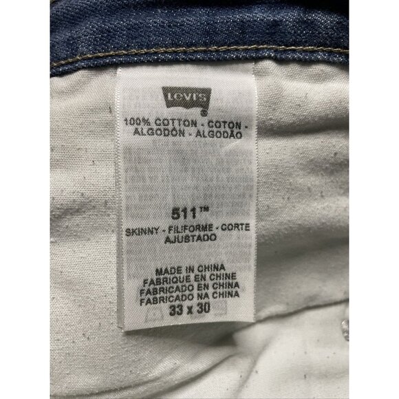 Levis 511 Men’s Skinny Fit Blue Denim Jeans Adjustable Waist Double Pocket 33x30 - Picture 10 of 11